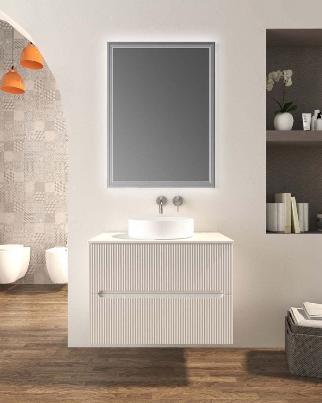 Mobile bagno sospeso Arianna 80 cm e lavabo in ceramica