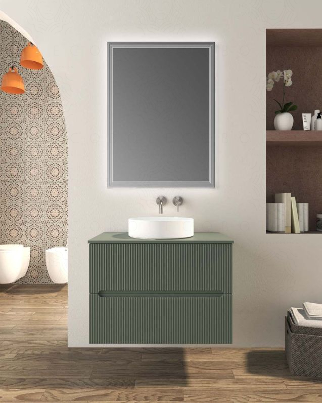 Mobile bagno sospeso Arianna 80 cm e lavabo in ceramica