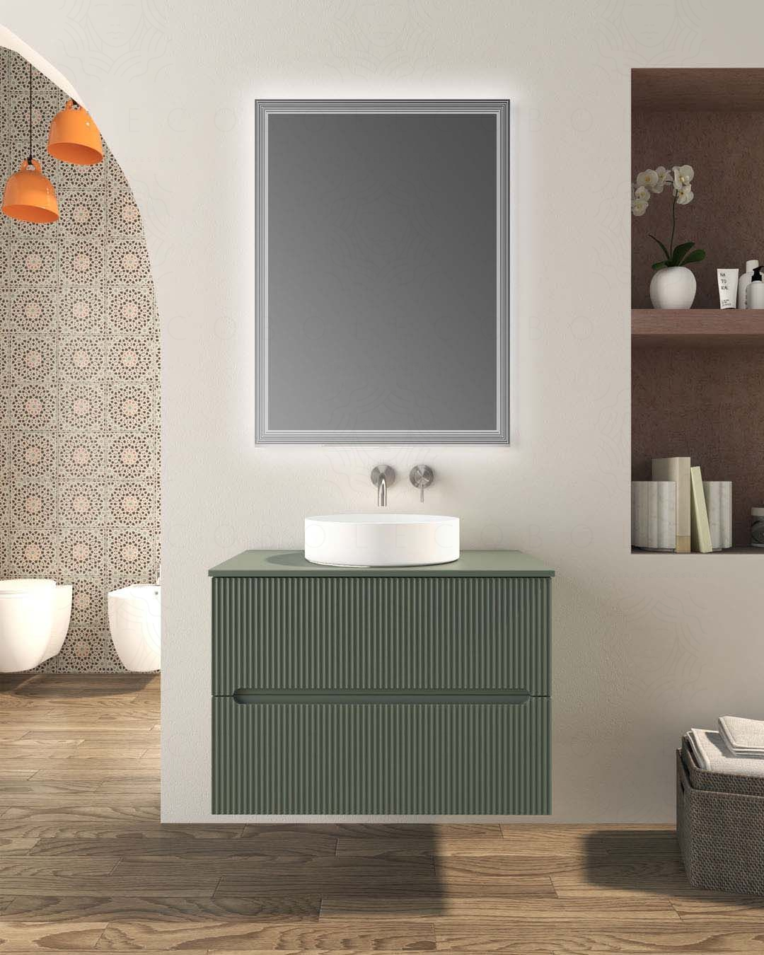 Mobile bagno sospeso Arianna 80 cm e lavabo in ceramica Mobile bagno sospeso Arianna 80 cm e lavabo in ceramica