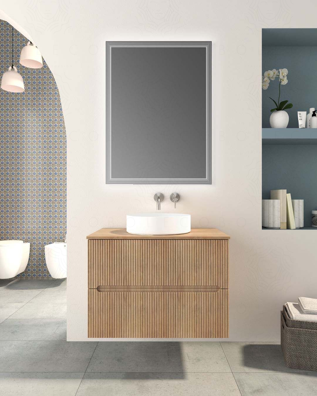 Mobile bagno sospeso Arianna 80 cm e lavabo in ceramica Mobile bagno sospeso Arianna 80 cm e lavabo in ceramica