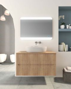 Mobile bagno sospeso Cloud cm 100 plissettato con top in mdf