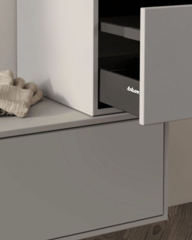 Mobile bagno sospeso Prisma cm 90 grigio medio con cassettiera e top in mdf