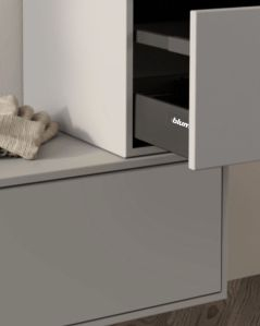 Mobile bagno sospeso Prisma cm 90 grigio medio con cassettiera e top in mdf