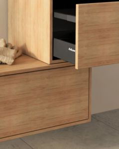Mobile bagno sospeso Prisma cm 90 rovere naturale con cassettiera e top in mdf