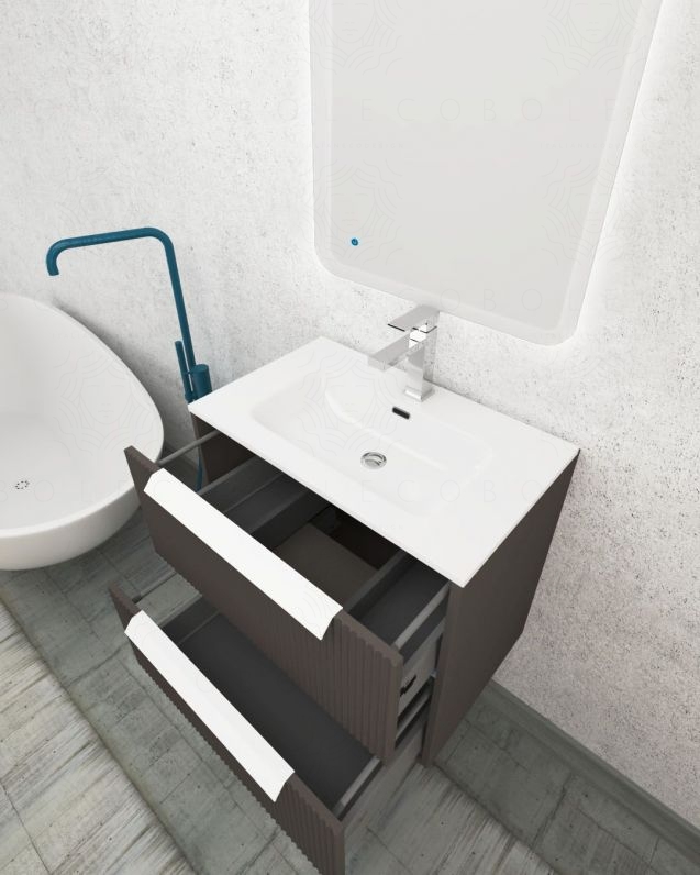 Mobile bagno sospeso Twist cm 60 con lavabo in ceramica