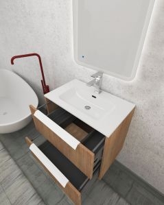 Mobile bagno sospeso Twist cm 60 con lavabo in ceramica