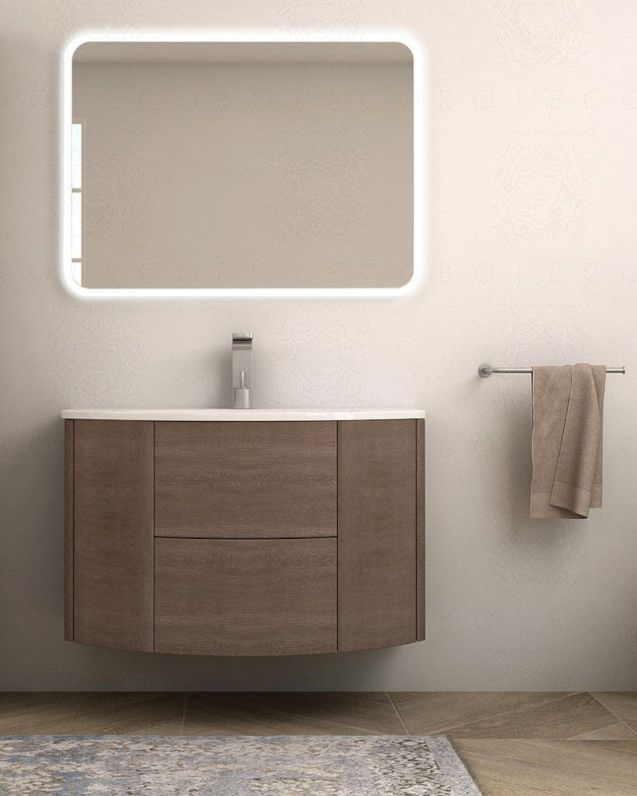 Mobile bagno sospeso Ludovica 90 cm rovere touch e lavabo in