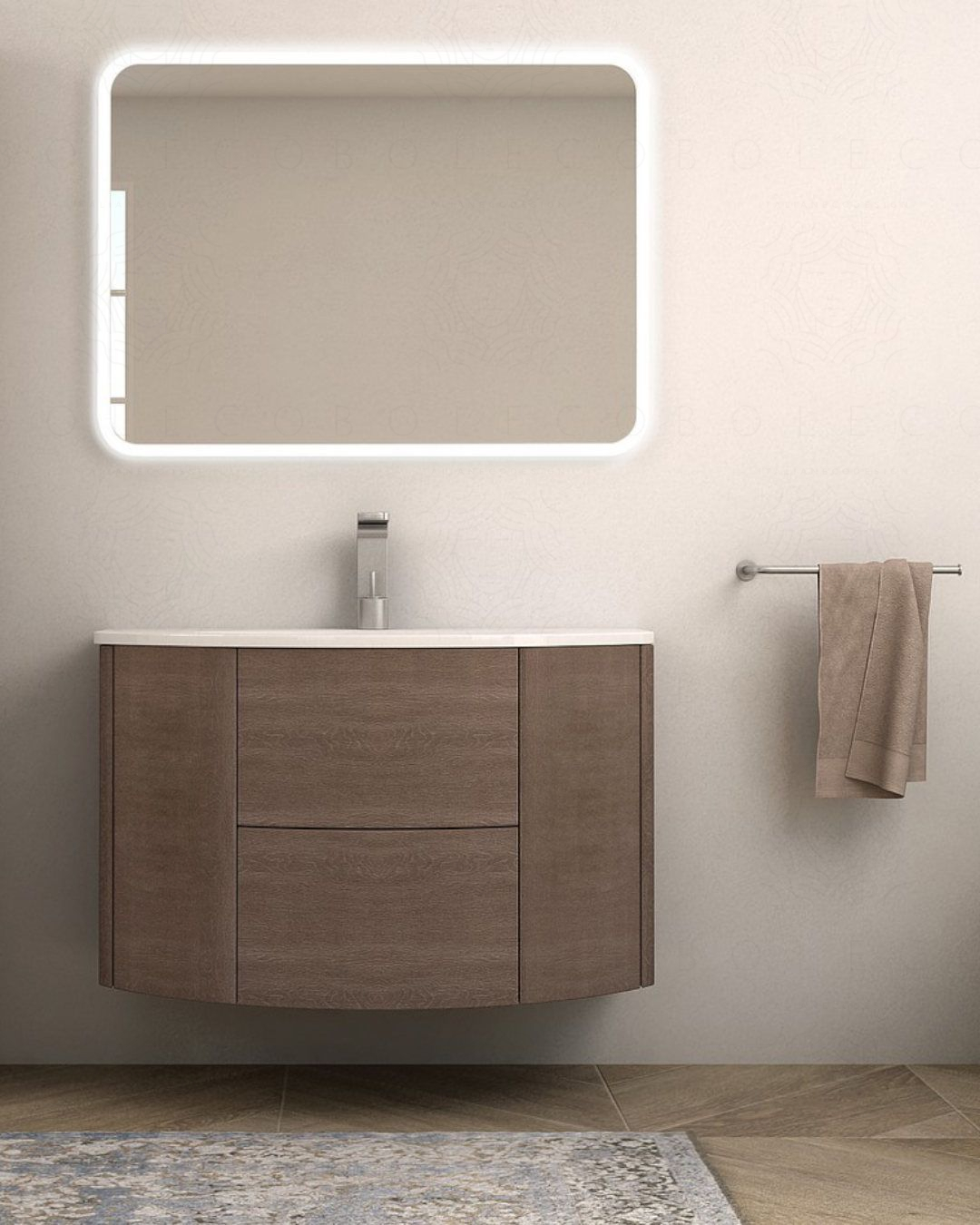 Mobile bagno sospeso Ludovica 90 cm rovere touch e lavabo in Mobile bagno sospeso Ludovica 90 cm rovere touch e lavabo in