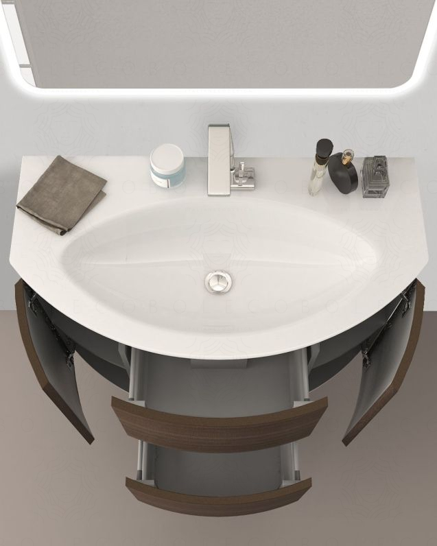 Mobile bagno sospeso Ludovica 90 cm rovere touch e lavabo in Mobile bagno sospeso Ludovica 90 cm rovere touch e lavabo in