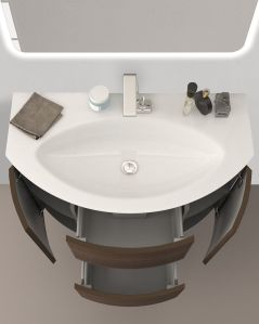 Mobile bagno sospeso Ludovica 90 cm rovere touch e lavabo in