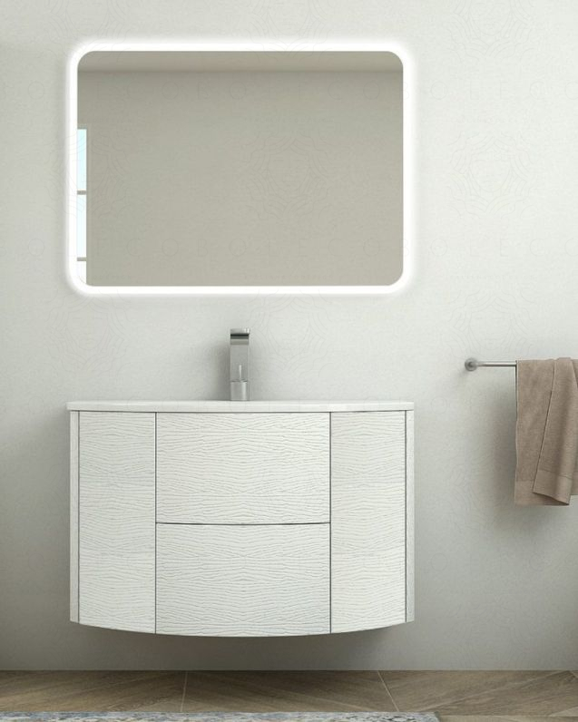 Mobile bagno sospeso Ludovica 90 cm larice bianco e lavabo in Mobile bagno sospeso Ludovica 90 cm larice bianco e lavabo in