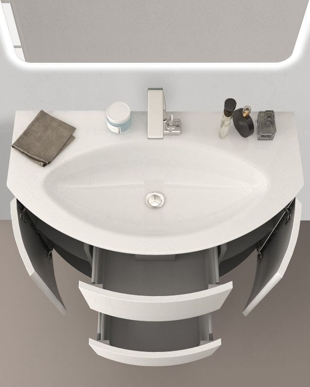 Mobile bagno sospeso Ludovica 90 cm larice bianco e lavabo in Mobile bagno sospeso Ludovica 90 cm larice bianco e lavabo in
