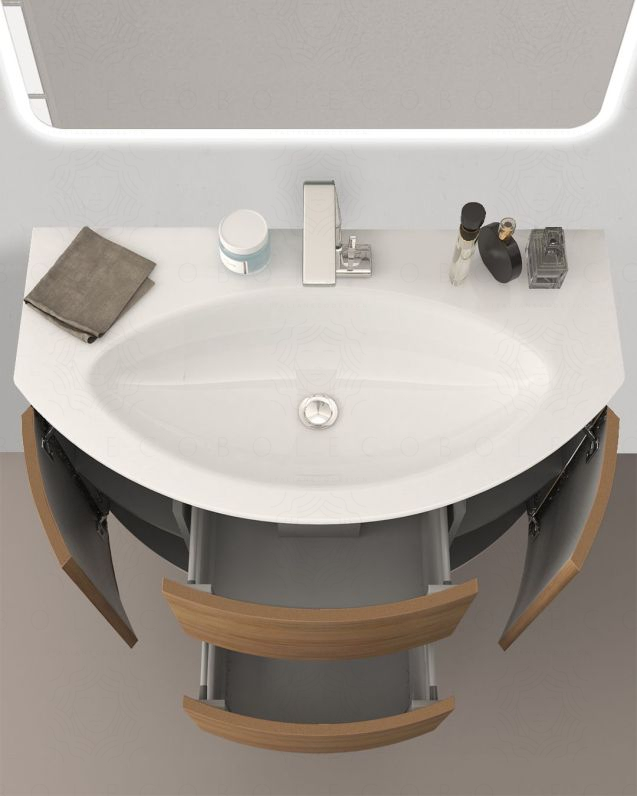 Mobile bagno sospeso Ludovica 90 cm rovere naturale e lavabo in Mobile bagno sospeso Ludovica 90 cm rovere naturale e lavabo in