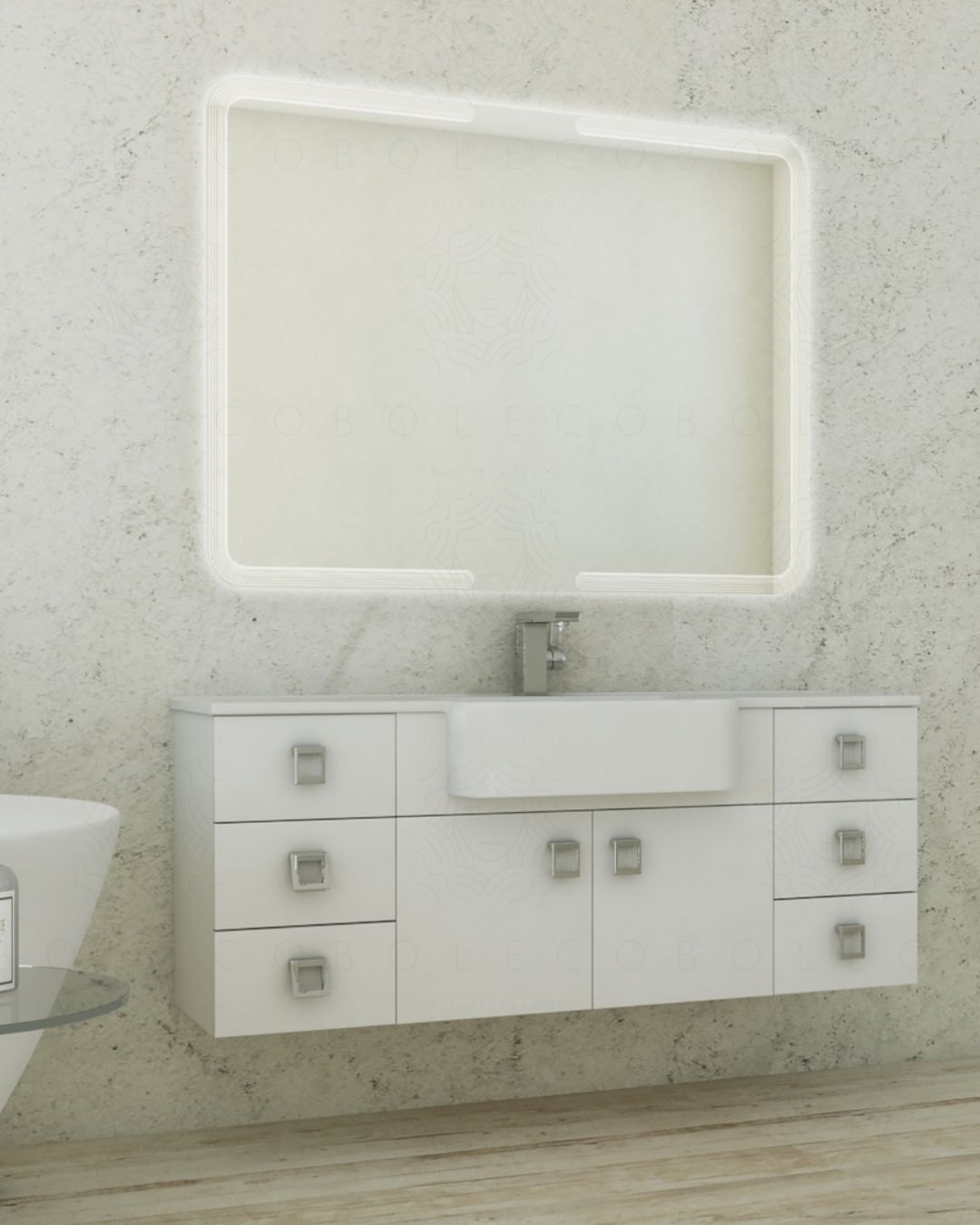 Mobile bagno sospeso Ariel cm.130 completo di specchio Mobile bagno sospeso Ariel cm.130 completo di specchio