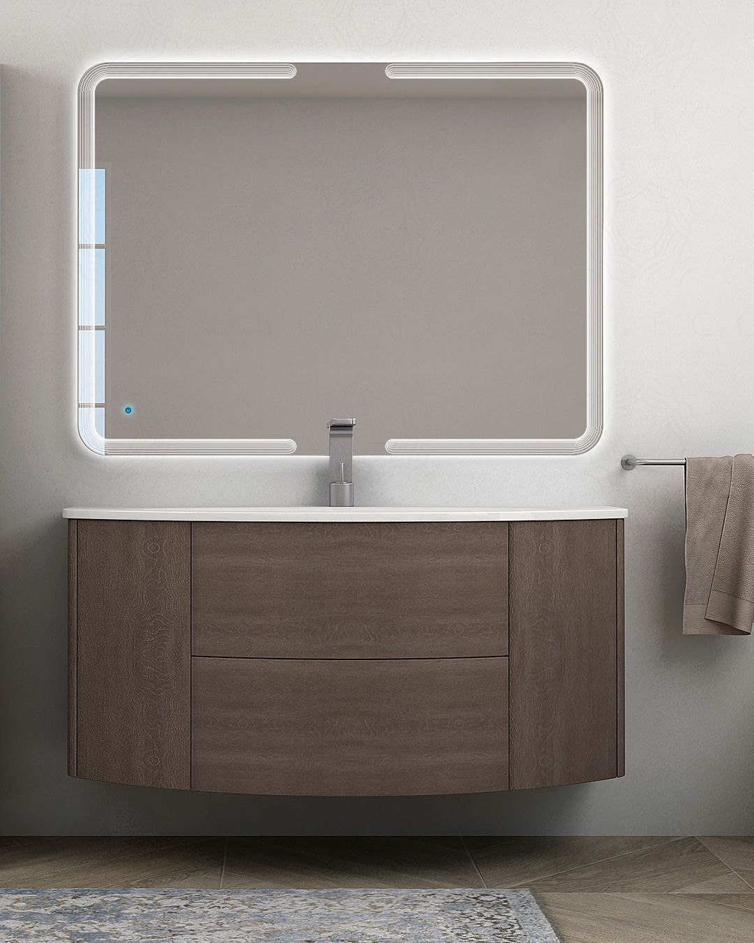 Mobile bagno sospeso Ludovica 120 cm rovere touch e lavabo in Mobile bagno sospeso Ludovica 120 cm rovere touch e lavabo in
