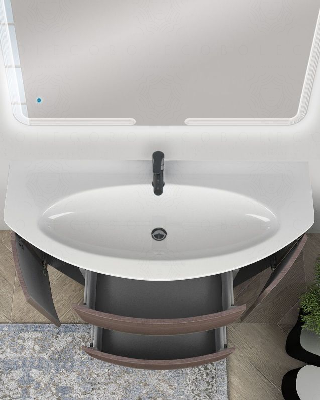 Mobile bagno sospeso Ludovica 120 cm rovere touch e lavabo in Mobile bagno sospeso Ludovica 120 cm rovere touch e lavabo in