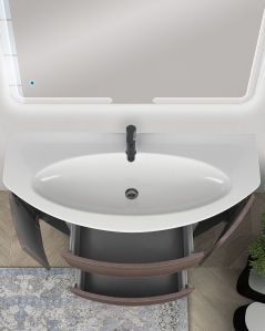 Mobile bagno sospeso Ludovica 120 cm rovere touch e lavabo in