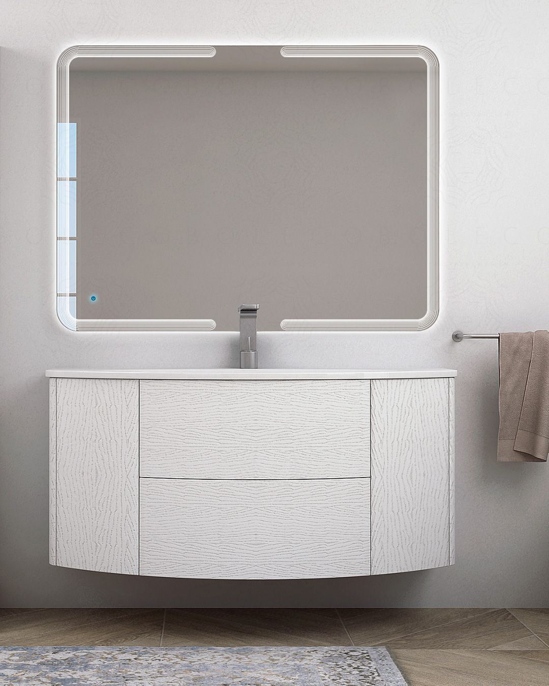 Mobile bagno sospeso Ludovica 120 cm larice bianco e lavabo in Mobile bagno sospeso Ludovica 120 cm larice bianco e lavabo in