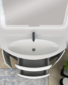 Mobile bagno sospeso Ludovica 120 cm larice bianco e lavabo in