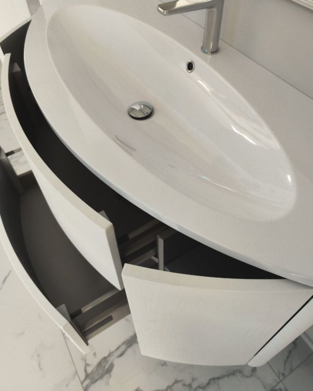 Mobile bagno sospeso Ludovica 120 cm larice bianco e lavabo in Mobile bagno sospeso Ludovica 120 cm larice bianco e lavabo in