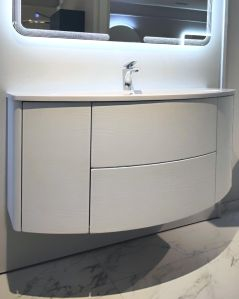 Mobile bagno sospeso Ludovica 120 cm larice bianco e lavabo in