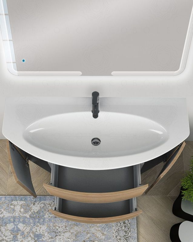 Mobile bagno sospeso Ludovica 120 cm rovere naturale e lavabo Mobile bagno sospeso Ludovica 120 cm rovere naturale e lavabo