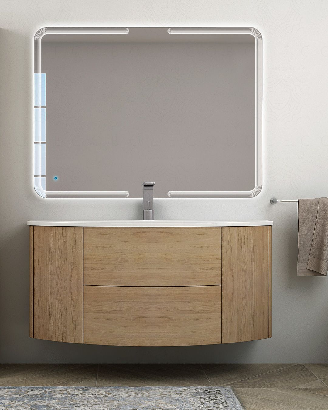 Mobile bagno sospeso Ludovica 120 cm rovere naturale e lavabo Mobile bagno sospeso Ludovica 120 cm rovere naturale e lavabo