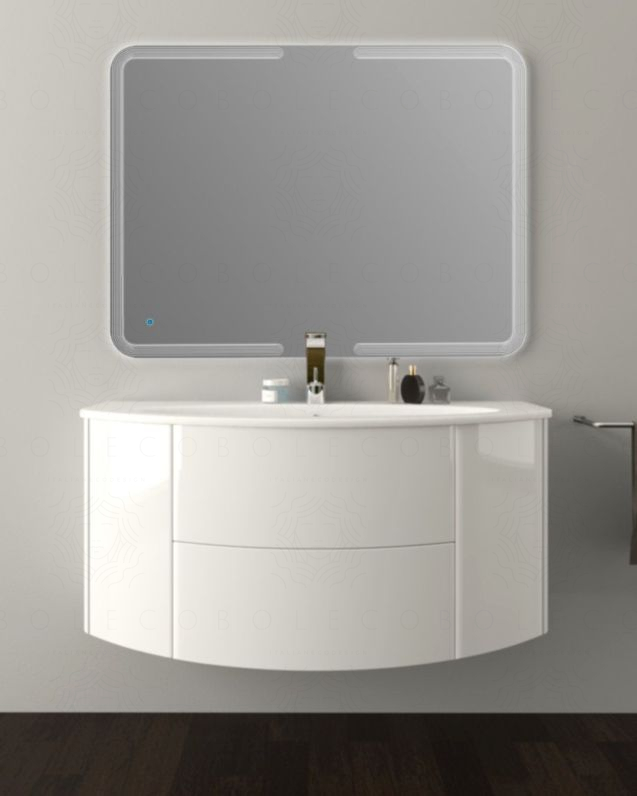 Mobile bagno sospeso Ludovica 120 cm bianco lucido e lavabo in Mobile bagno sospeso Ludovica 120 cm bianco lucido e lavabo in