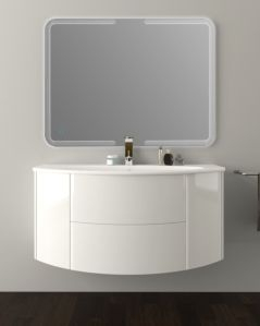 Mobile bagno sospeso Ludovica 120 cm bianco lucido e lavabo in