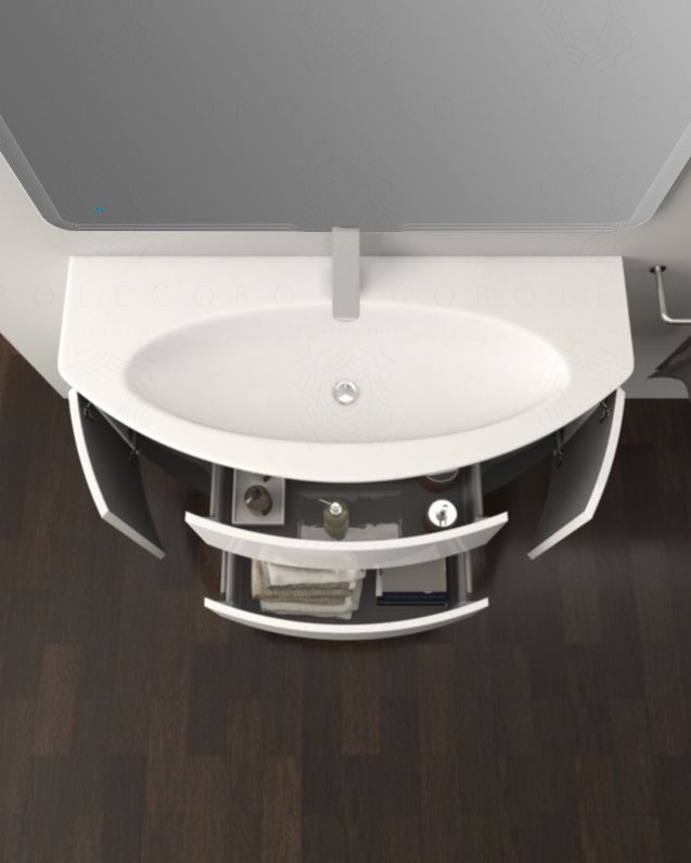 Mobile bagno sospeso Ludovica 120 cm bianco lucido e lavabo in Mobile bagno sospeso Ludovica 120 cm bianco lucido e lavabo in