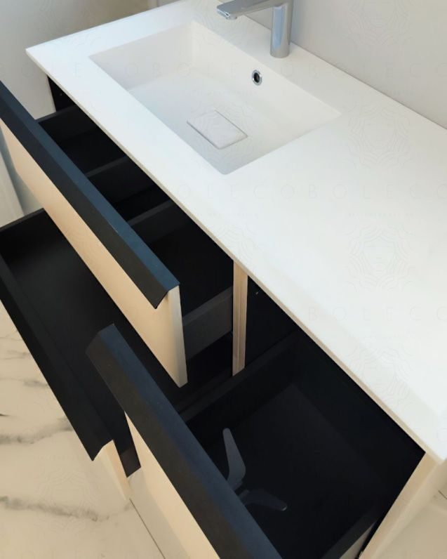 Mobile bagno sospeso Laguna cm 106 e lavabo in resina