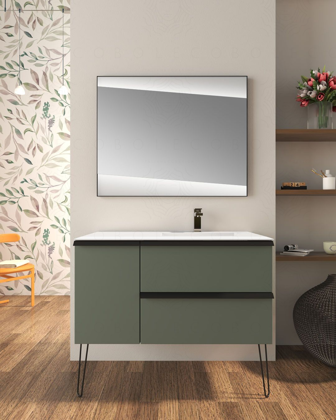 Mobile bagno sospeso Arianna 80 cm e lavabo in ceramica Mobile bagno sospeso Arianna 80 cm e lavabo in ceramica