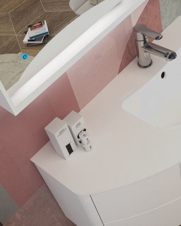 Specchio led bianco opaco con sensore touch, cm.90x55 Specchio led bianco opaco con sensore touch, cm.90x55