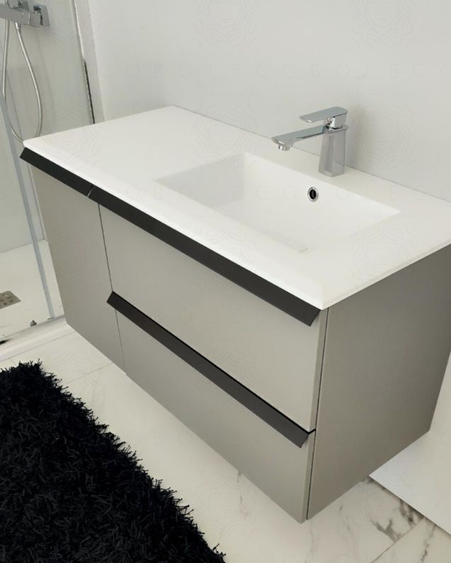 Mobile bagno sospeso Laguna cm 106 e lavabo in resina - vasca Mobile bagno sospeso Laguna cm 106 e lavabo in resina - vasca