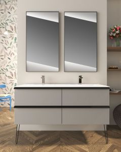 Mobile bagno sospeso Laguna cm 140 e doppio lavabo in resina