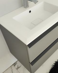 Mobile bagno sospeso Laguna cm 140 e doppio lavabo in resina