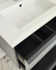 Mobile bagno sospeso Laguna cm 140 e doppio lavabo in resina