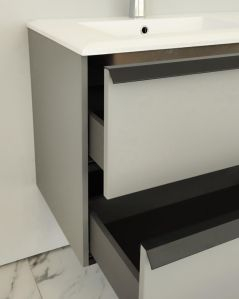 Mobile bagno sospeso Laguna cm 140 e doppio lavabo in resina