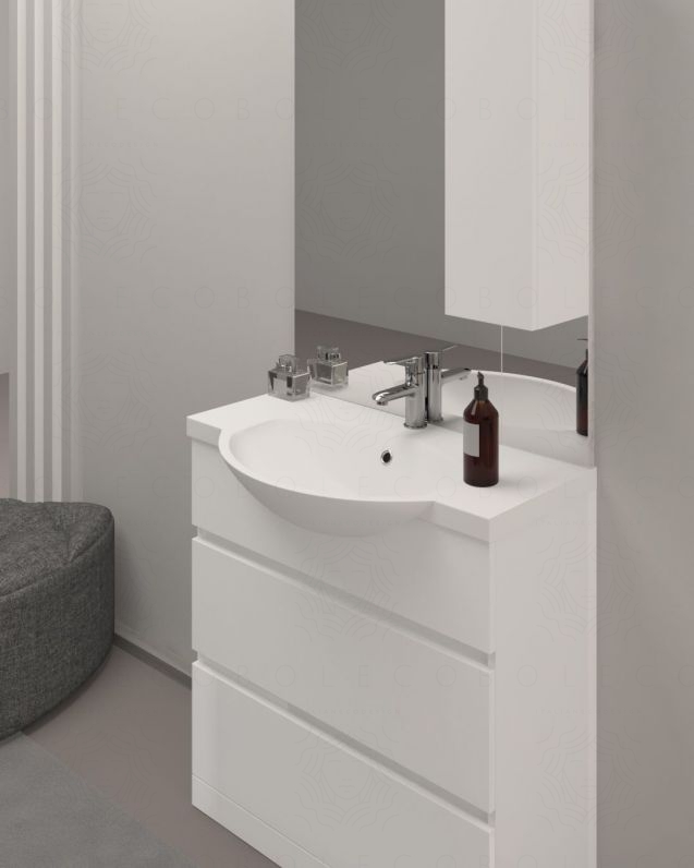 Mobile bagno a terra Silvia, cm.80, completo di specchio e Mobile bagno a terra Silvia, cm.80, completo di specchio e