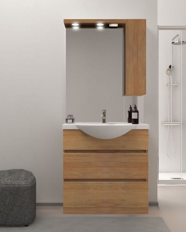 Mobile bagno a terra Silvia, cm.80, completo di specchio e Mobile bagno a terra Silvia, cm.80, completo di specchio e