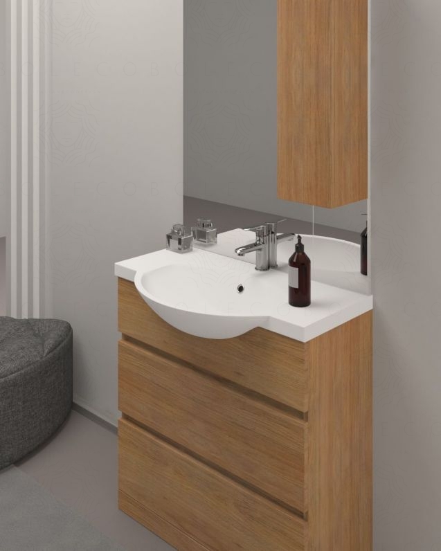 Mobile bagno a terra Silvia, cm.80, completo di specchio e Mobile bagno a terra Silvia, cm.80, completo di specchio e