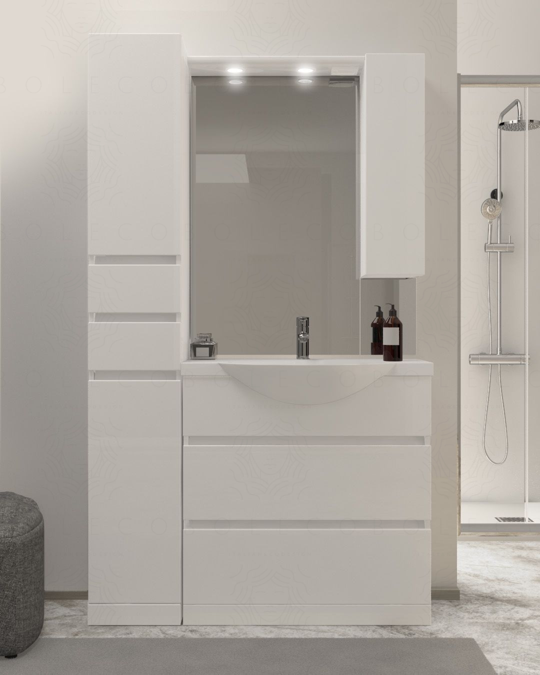 Mobile bagno a terra Silvia, cm.110, completo di specchio Mobile bagno a terra Silvia, cm.110, completo di specchio