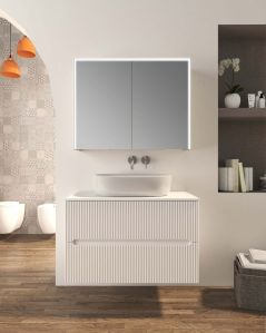 Mobile bagno sospeso Cloud cm 90 plissettato con top in mdf