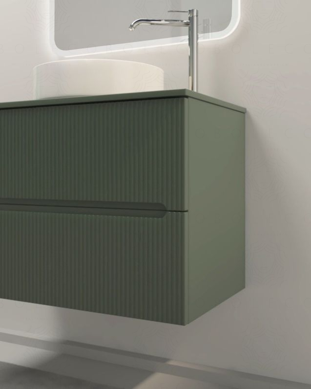 Mobile bagno sospeso Cloud cm 90 plissettato con top in mdf Mobile bagno sospeso Cloud cm 90 plissettato con top in mdf