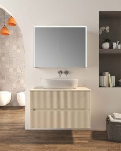 Mobile bagno sospeso Cloud cm 90 plissettato con top in mdf