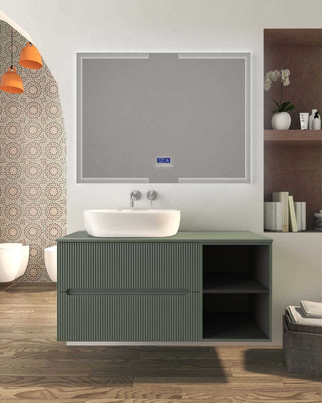 Mobile bagno sospeso Cloud cm 120 plissè, vano a giorno e top Mobile bagno sospeso Cloud cm 120 plissè, vano a giorno e top