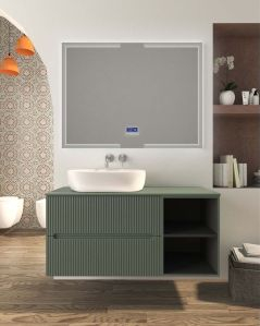 Mobile bagno sospeso Cloud cm 120 plissè, vano a giorno e top