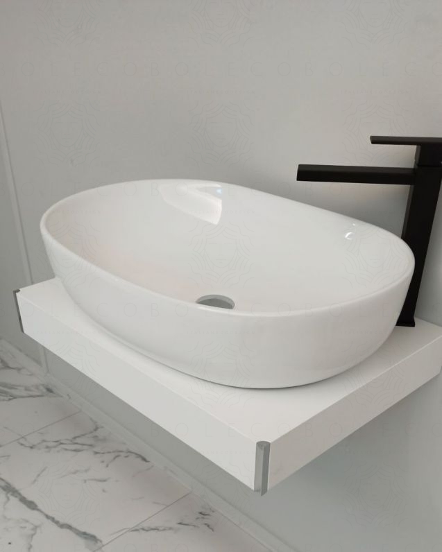 Mensolone bagno cm.60 completo di staffe regolabili e lavabo in Mensolone bagno cm.60 completo di staffe regolabili e lavabo in