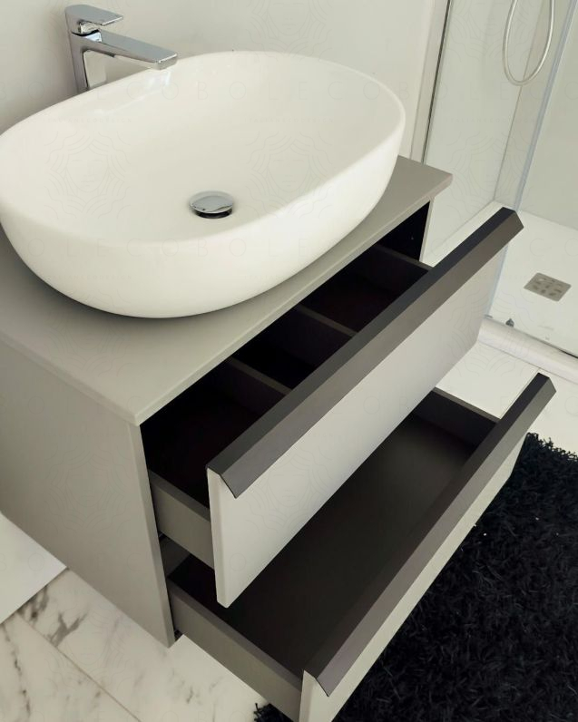 Mobile bagno sospeso 70 cm Laguna con 2 cassetti e top