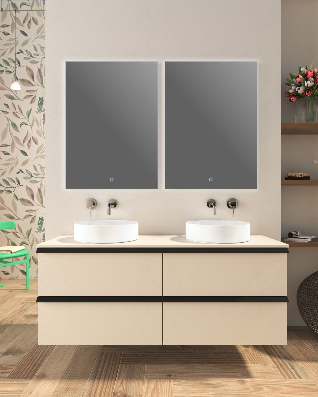 Mobile bagno sospeso Arianna 80 cm e lavabo in ceramica Mobile bagno sospeso Arianna 80 cm e lavabo in ceramica